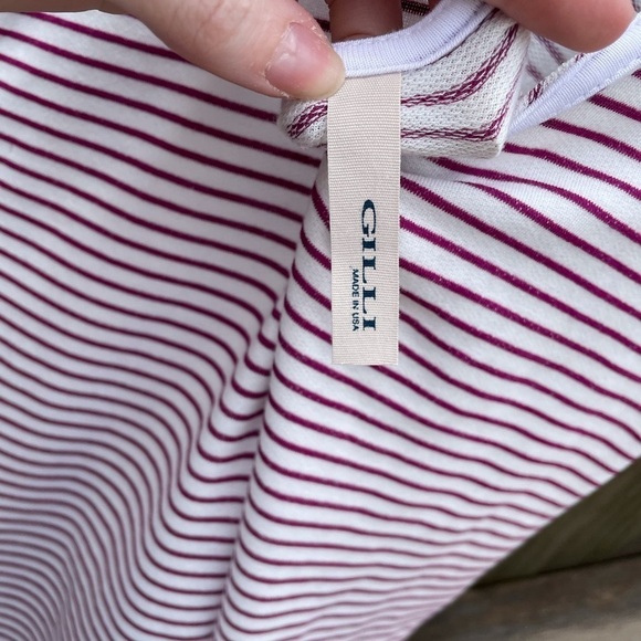 GILLI CUT OUT BACK STRIPED HALF SLEEVE TUNIC DRESS - Picture 5 of 6